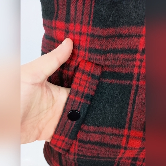 Plaid Red Black Christmas Winter Sherpa Sleeveless Vest Preppy Plus Size XXL - Picture 7 of 10